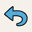 Blue curved left-pointing arrow icon